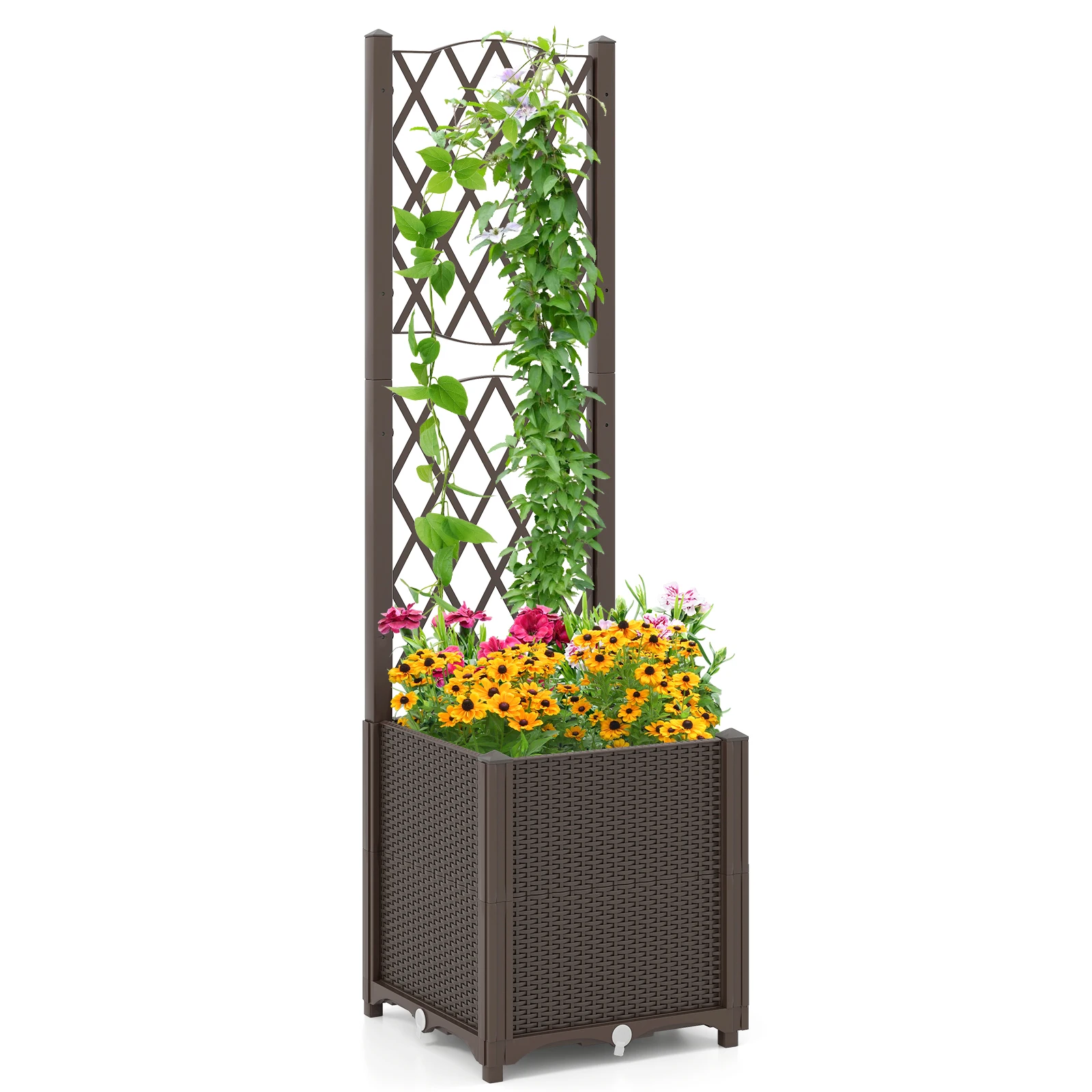 Blumenkasten mit Spalier, Pflanzgefäß für Kletterpflanzen, Hochbeet mit Spalier, Blumentopf für Garten, Balkon, Gartenspalier