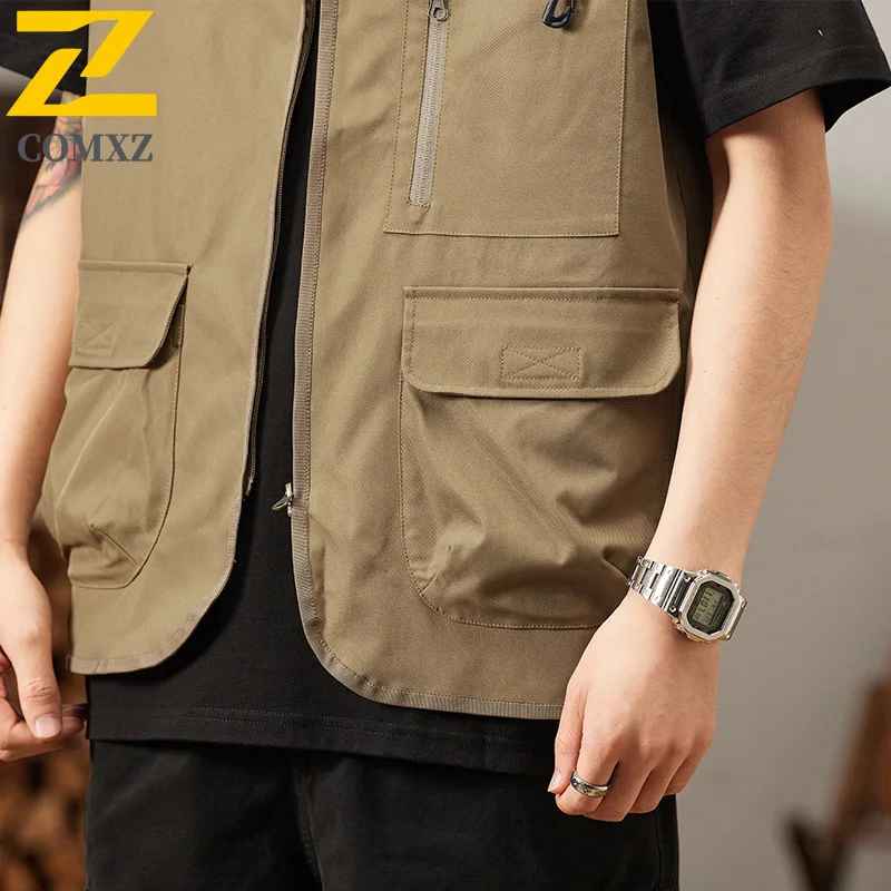 Hiking Camping Fishing Vest Men's 2025 New Cotton Breathable Sleeveless Workwear  Jacket Outdoor Clothing Multi-Pocket Waistcoat