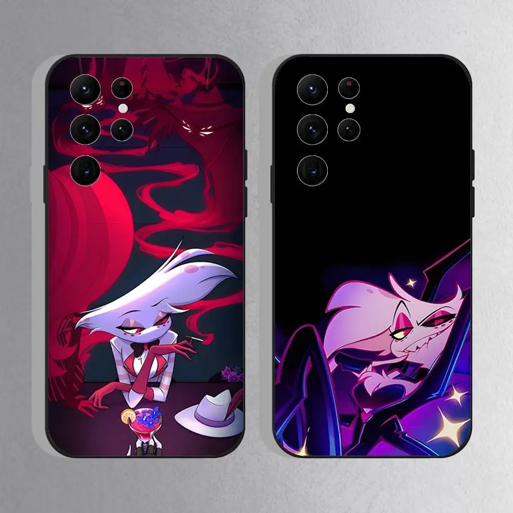 

H-HazbinS Angel Dust Phone Case For Samsung S25,S24 Ultra,S20,S30 plus,S22 plus,S23,S30 Ultra 5G Silicone Black Shell