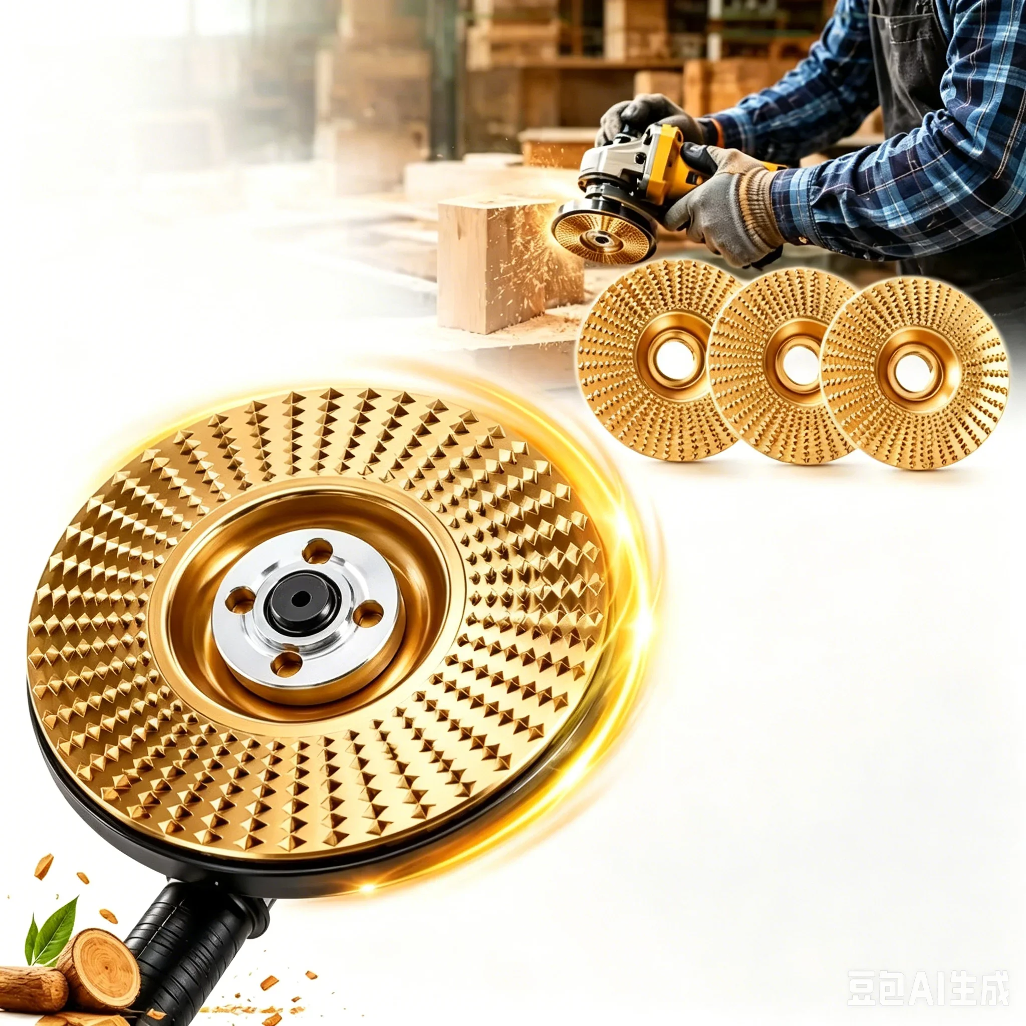 100mm Woodworking Grinding Disc 3Pcs Set, 16mm Metal Hole Arc Bevel Angle Shaping Wheel for Angle Grinder, Wood Cutting Carving