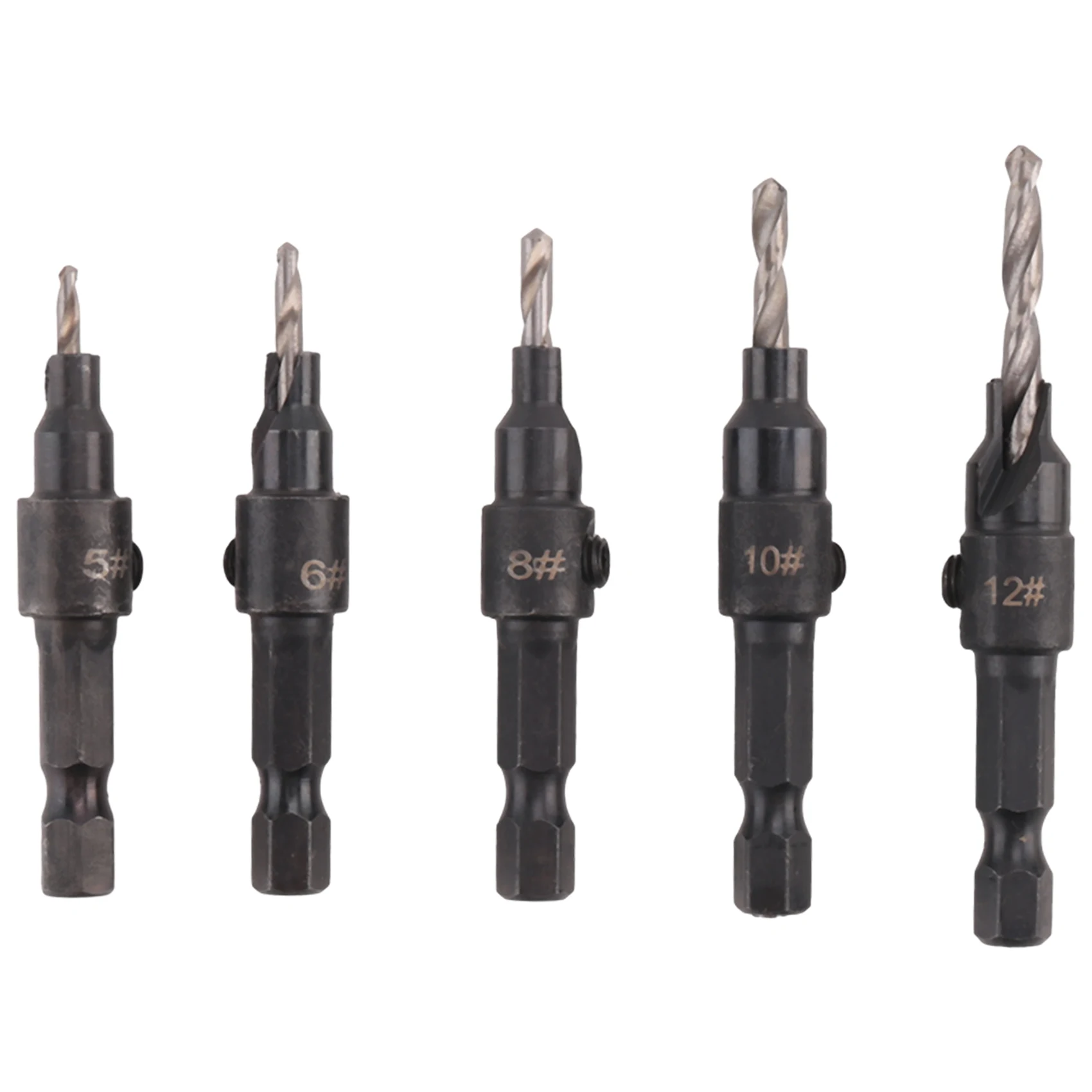 A008 5Pcs Woodworking Hole Opener Set Hexagon Screw Hardware Tools Countersink Drill Countersink Drill Awl Drill Hole Reaming