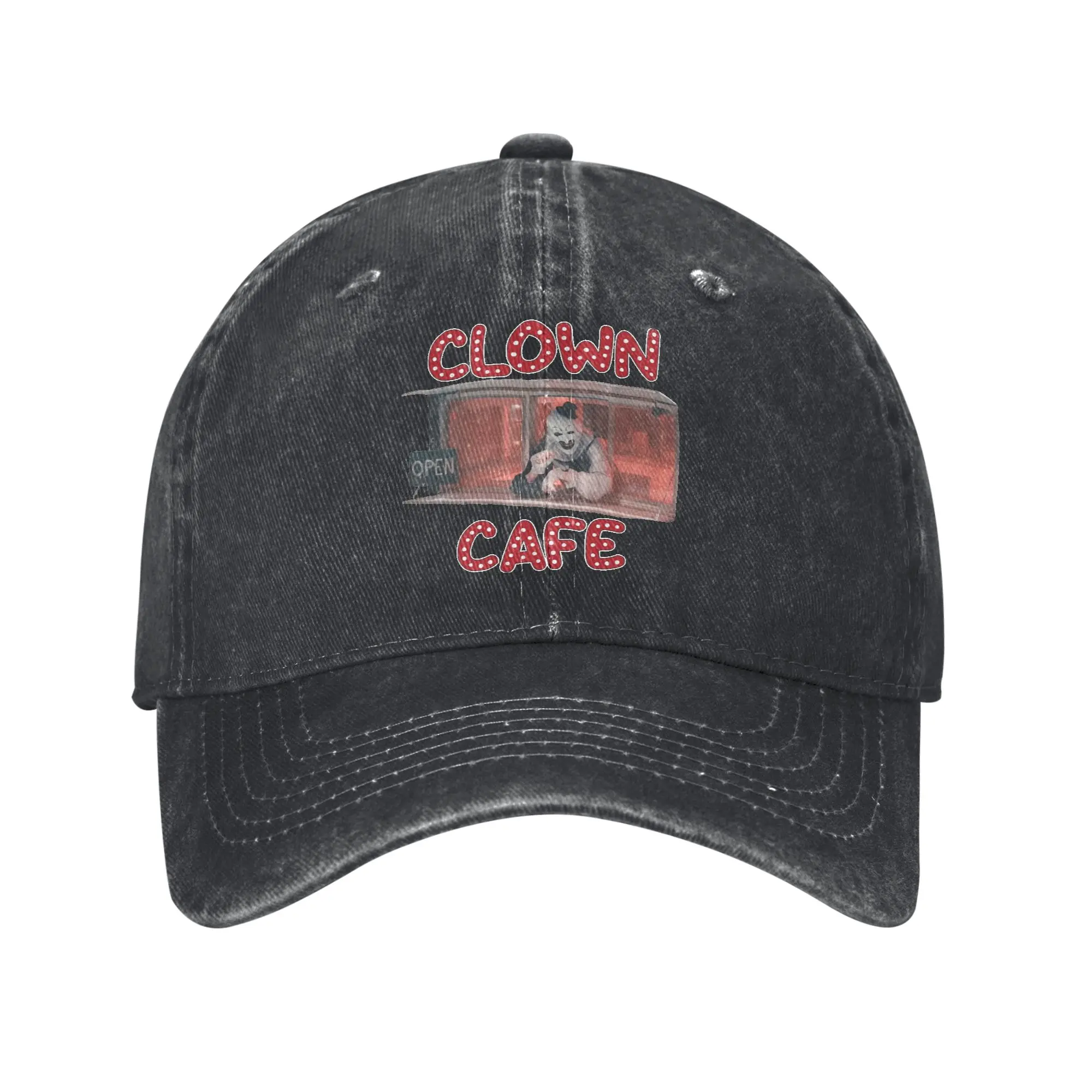 Casual Clown Cafe Terrifier Baseball Cap Unisex Distressed Denim Washed Snapback Hat  Outdoor All Seasons Travel Fit Caps Hat