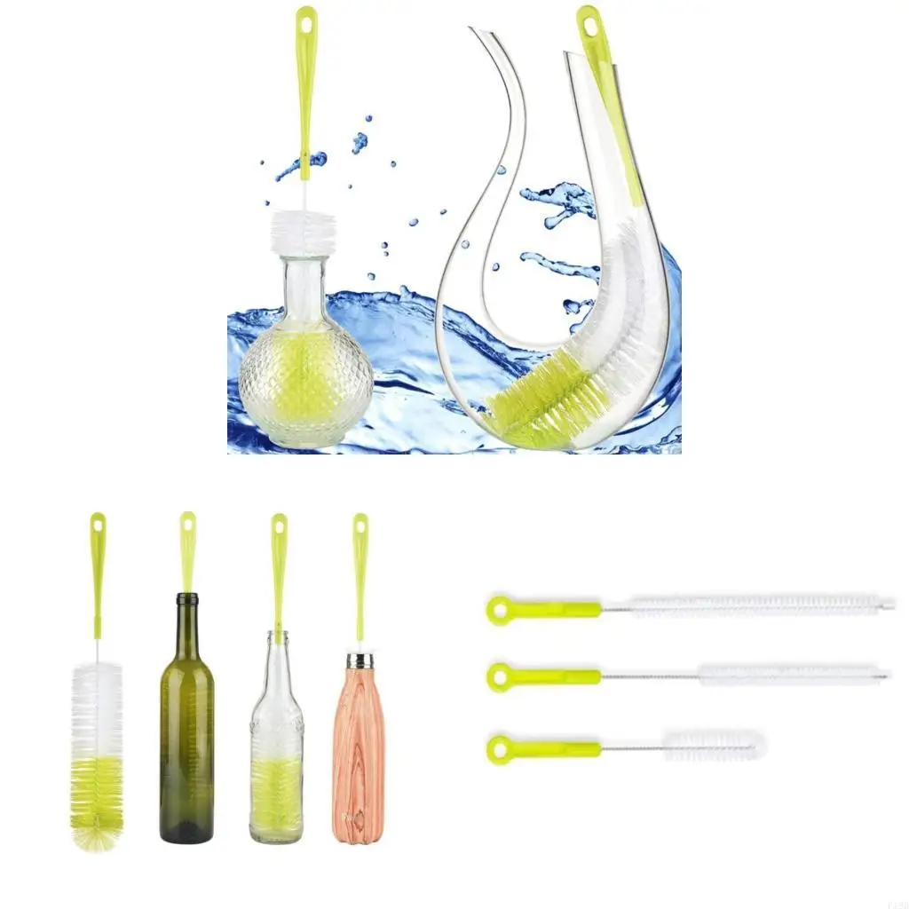 F19B 5 Pcs Long Handle Cleaning Brush Sets for Narrow-mouth Baby Bottle Pipe Washing