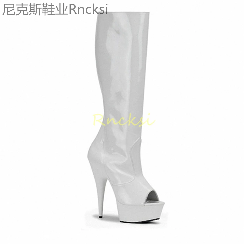 

15cm High waterproof platform new booties women's thin heel thick sole Joker leaky toe fashion boots