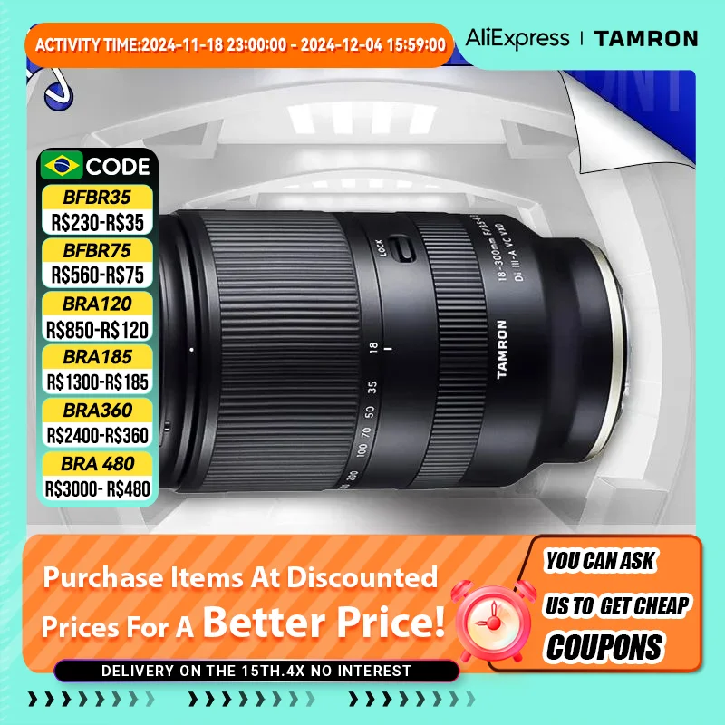 Tamron 18-300mm F3.5-6.3 Di III-A VC VXD APS-C Standard Zoom Autofocus Mirrorless Camera Lens for Sony 6400 ZVE10 18 300 3.5 6.3