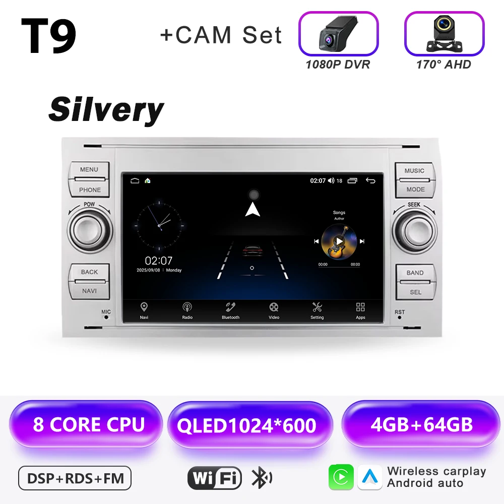 Android autoradio AUTO Carplay voor FORD C-Max Connect Fiesta Fusion Galaxy Kuga Mondeo S-Max Transit Focus GPS multimediaspeler