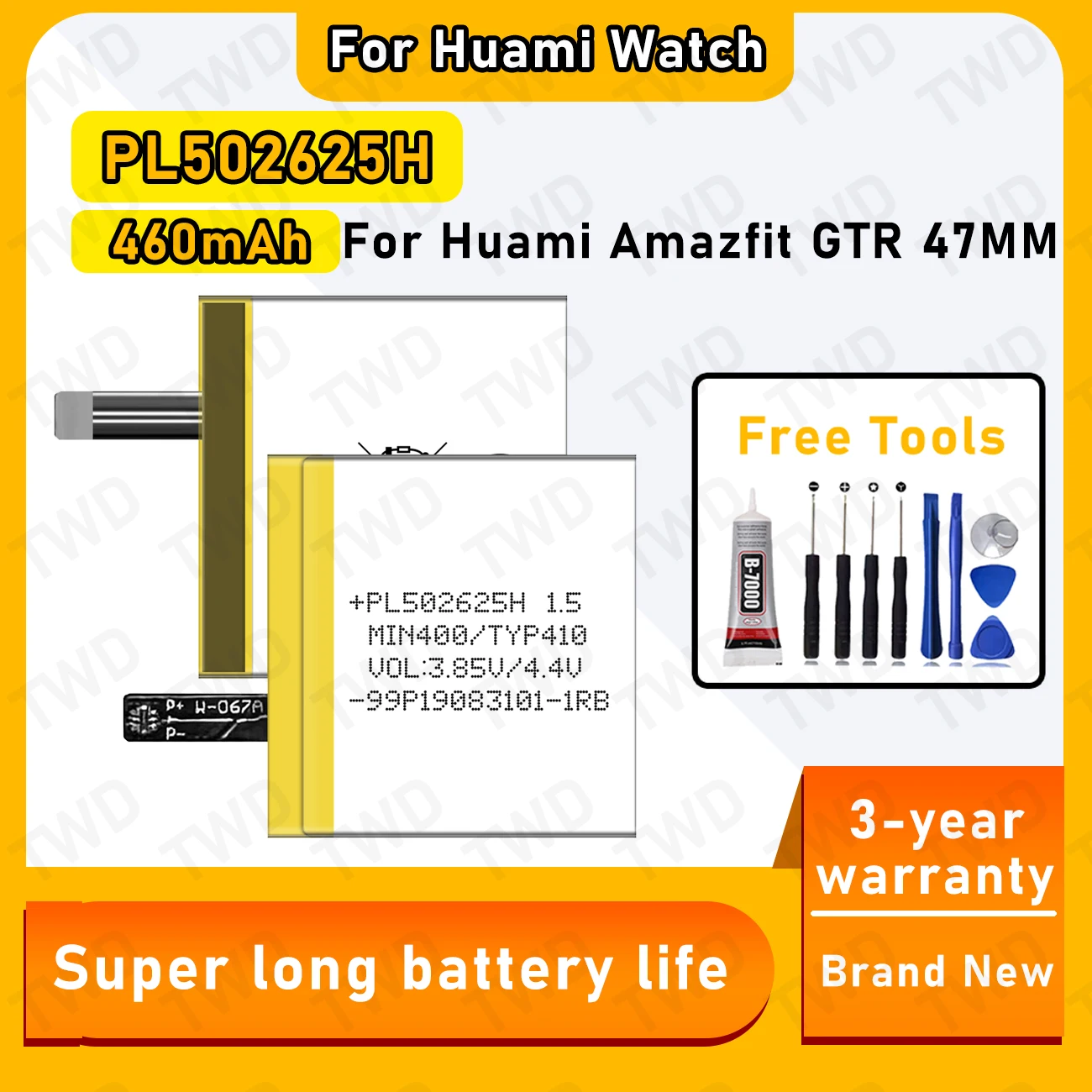 

PL502625H Large capacity Battery For Huami Amazfit GTR 47MM Batteries New High Quanlity+Free Tools