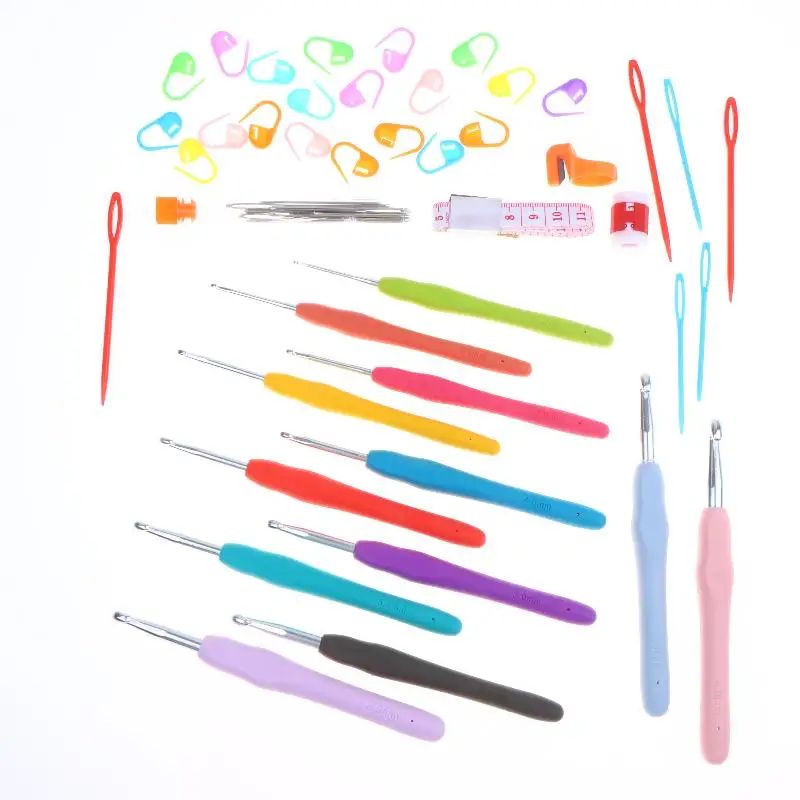 Tragbares Häkelnadel-Set, mehrfarbige Stricknadeln mit Aufbewahrungstasche, Werkzeugset zum Weben für DIY-Strick-, Näh- und Bastelprojekte. – Detail 9