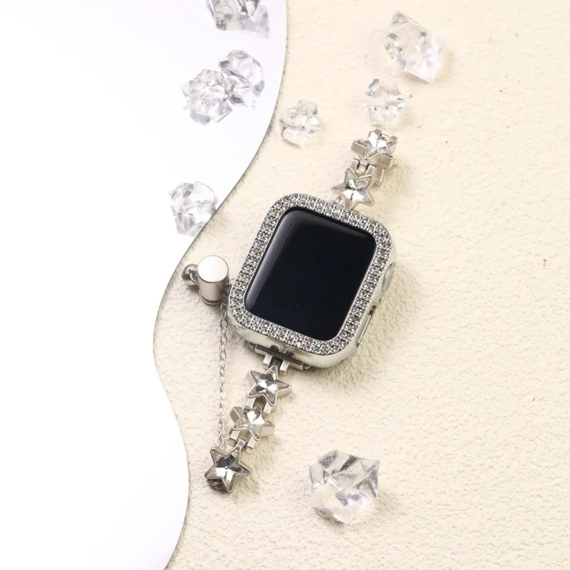 Ein funkelndes, sternengemustertes Metall-Uhrenarmband für die S10-1 Ultra SE-Serie, Teleskoparmband (Uhr nicht im Lieferumfang enthalten).