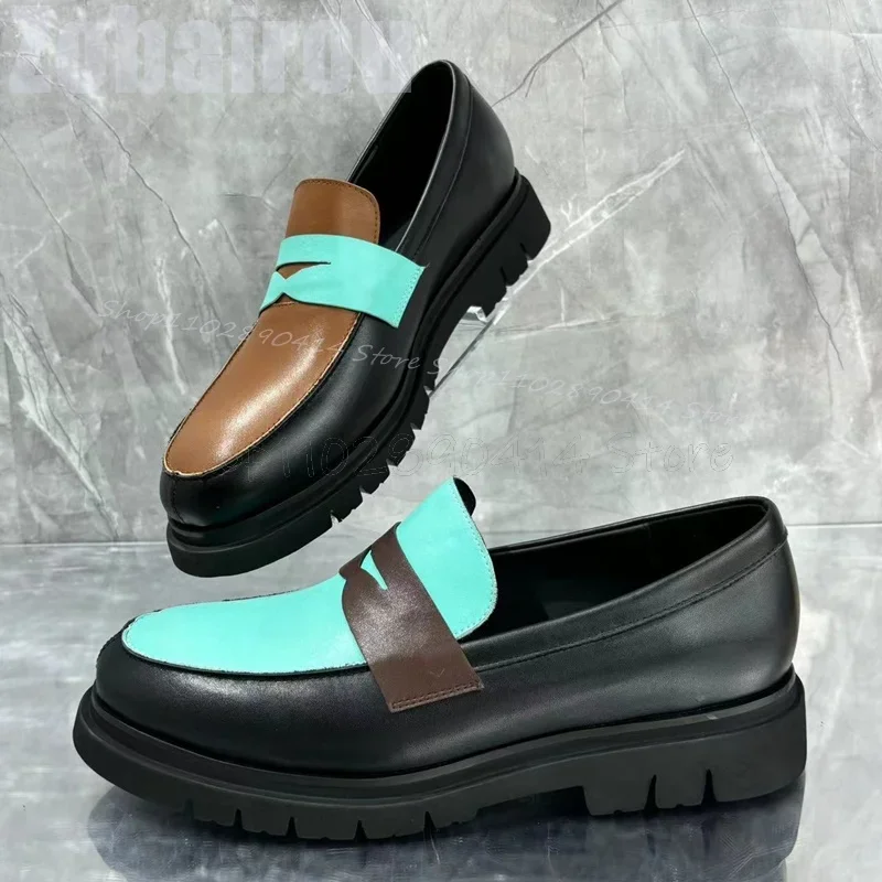 

Mixed Color Asymmetric High Top Sewing Design Loafers Fashion Slip On Men Shoes Luxury Handmade Party Banquet Men Casual Shoes