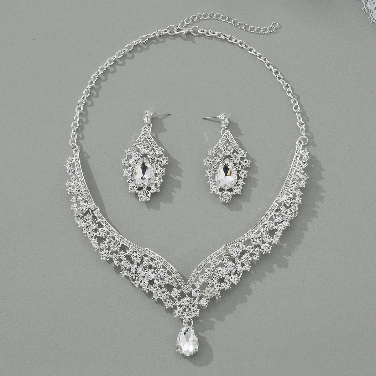 مجموعة مجوهرات تاج الزفاف ، تاج حجر الراين الكبير ، قلادة وأقراط دقيقة ، إكسسوارات فستان الزفاف ، جزء الحفلة الراقصة ، أزياء الباروك #4