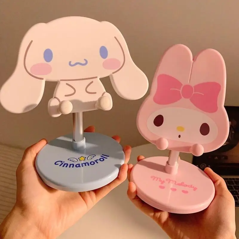 Support de téléphone portable et tablette Sanrio Melody Cinnamoroll, stable, robuste, peu encombrant, décoration de bureau, cadeau d'anniversaire pour filles