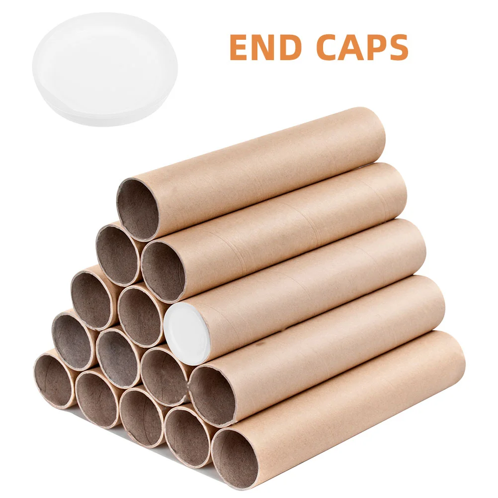 Embouts de tube d'expédition en papier kraft, embouts en plastique, expédition avec tubes légers, emballage en carton rond blanc, 50 pièces