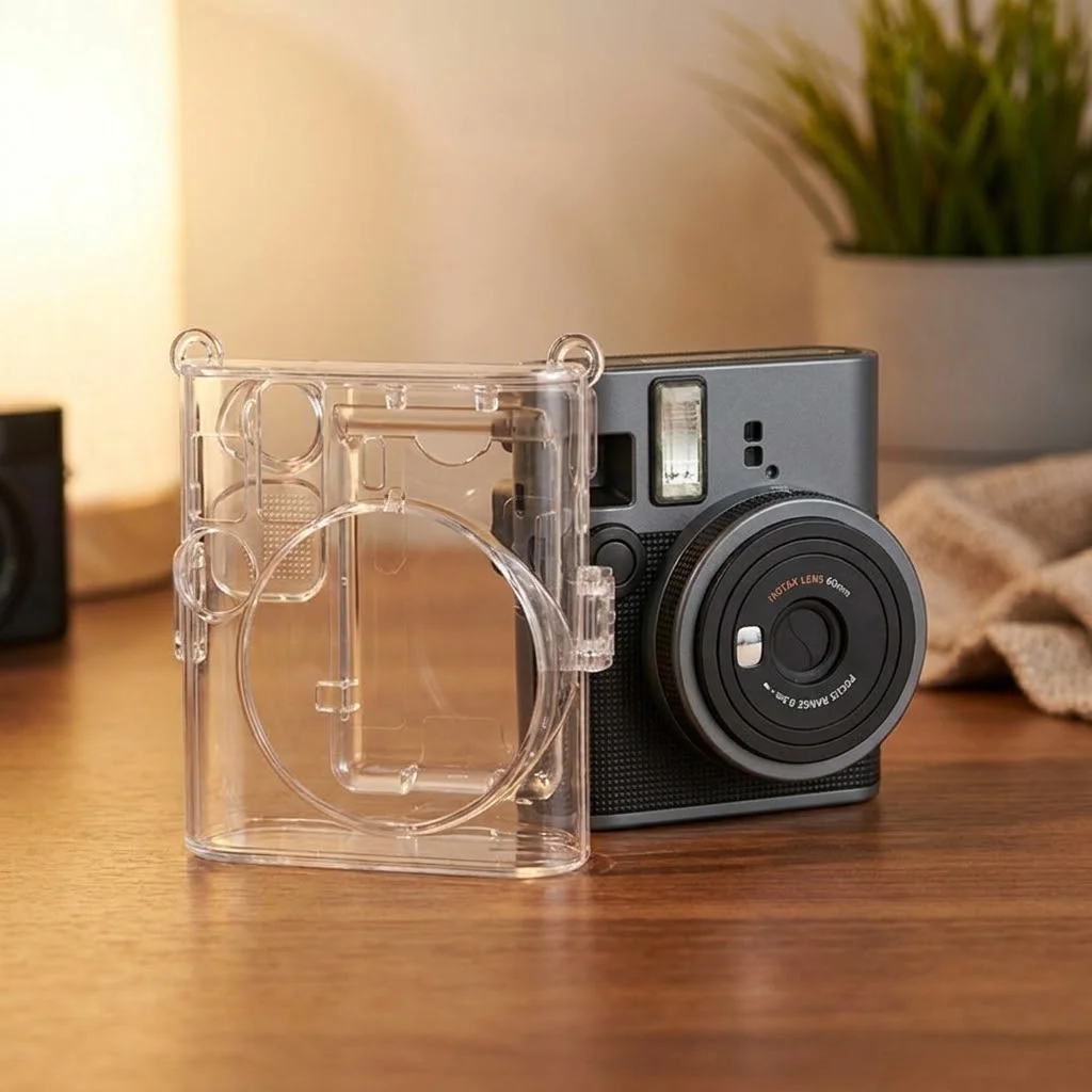 Durable Transparent Instant Camera Cover with Shoulder Strap Crystal Protective Shell Anti Scratch for Fujifilm Instax Mini 41