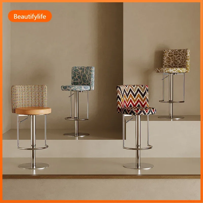 Modern Minimalist Bar Stools Nordic Luxury Designer Height Soft Aesthetic Barstools Comfortable Accent Cadeira Salon Furniture