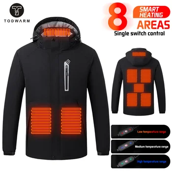 TODWARM Heat jacket Cold-proof Motorcycle Heating Jacket Men Winter Waterproof Warm Moto Cycling Chaqueta Hooded assault jacket
