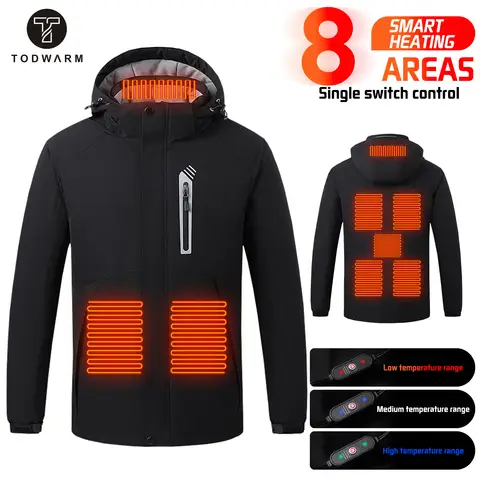 TODWARM Heat jacket Cold-proof Motorcycle Heating Jacket Men Winter Waterproof Warm Moto Cycling Chaqueta Hooded assault jacket