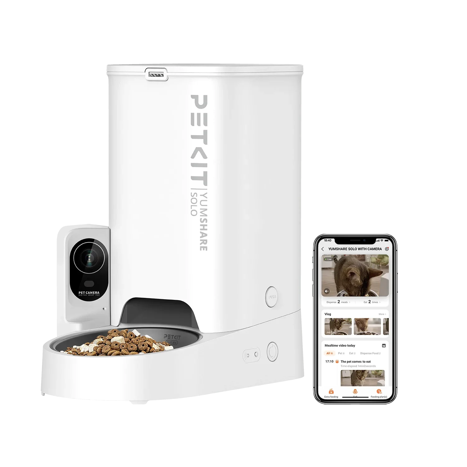 2026 Petkit 2023 Autumn New Authorized Global Version Factory Supply YumShare Dual-hopper With Camera Pet Feeder 5L Dual-Hopper