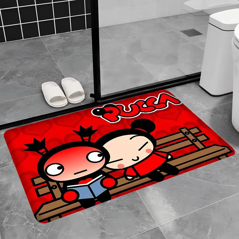 Animation Series P-Pucca Floor Mat INS Style Soft Bedroom Floor House Laundry Room Mat Anti-skid Household Carpets