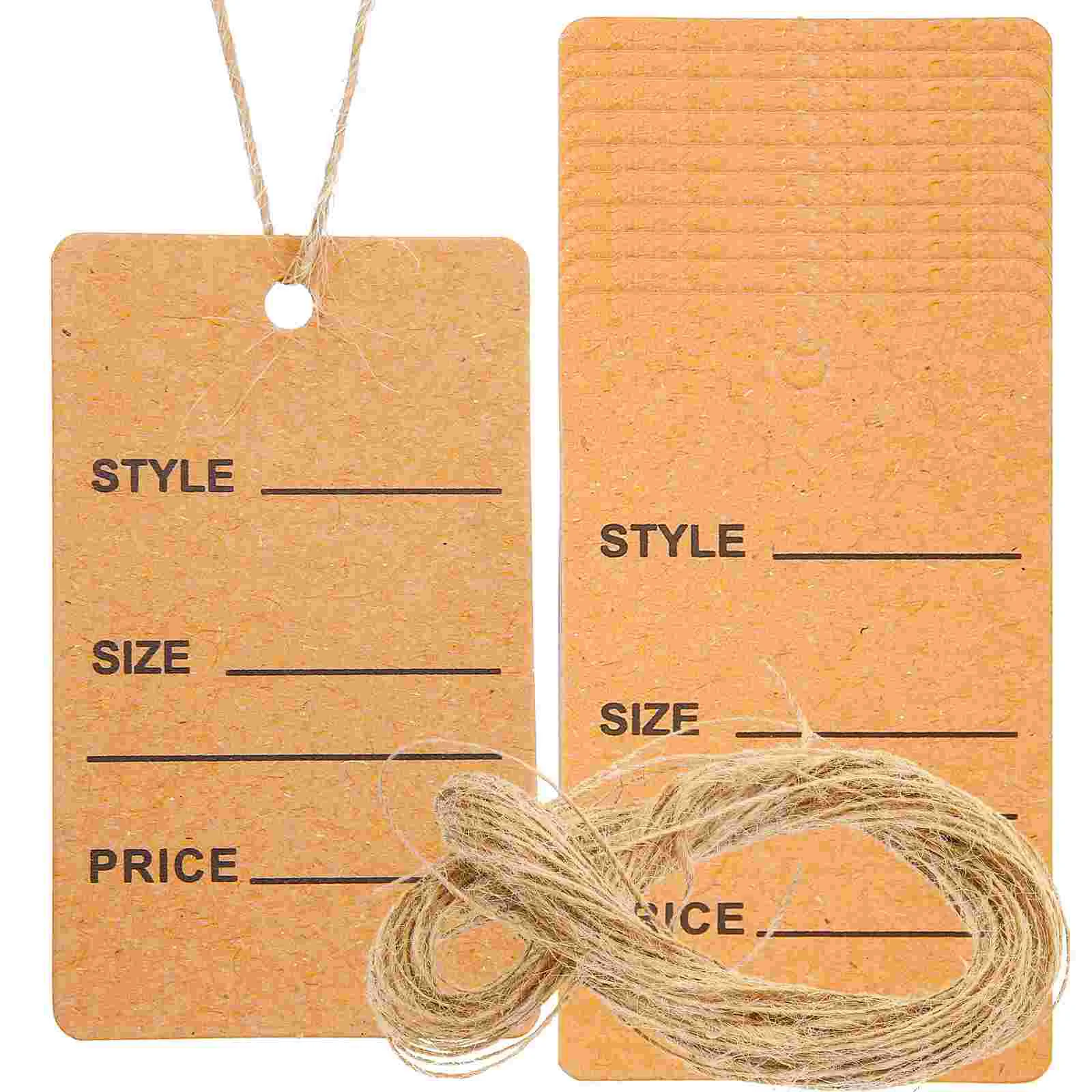 200 Pcs Handwritten Price Tag Tags for Sale Display Craft Rope Jewelry Clothing Light Brown Pricing