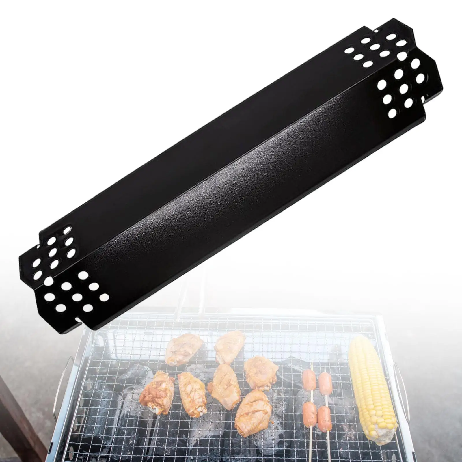Plaques chauffantes de gril, barre de couverture de brûleur de gril robuste de 14.6 pouces pour barbecue à gaz