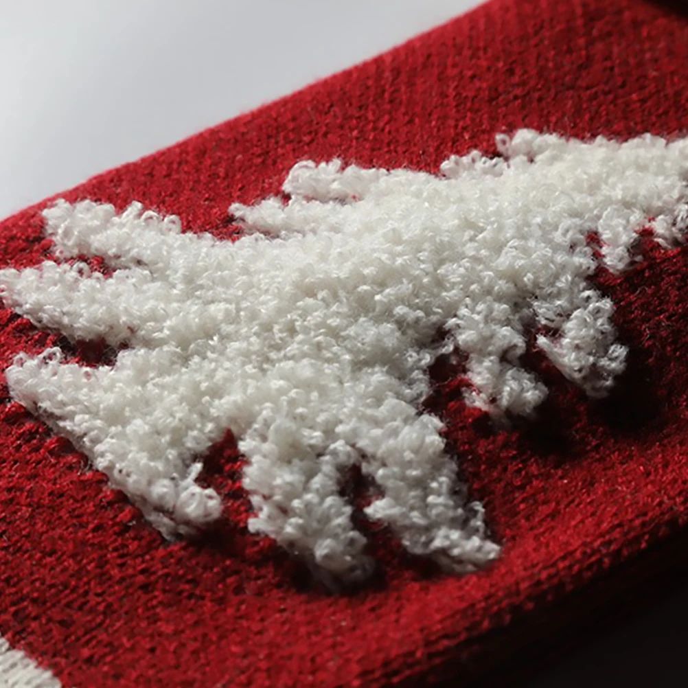 

Christmas Tree Decorative Socks Gift Pouch Bag Purple Red Ivory White Knitted Hanging Party Christmas