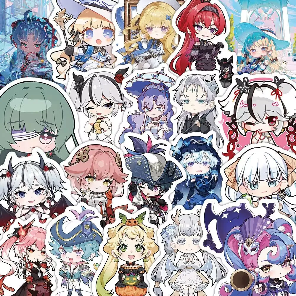 【 슈퍼 귀여운 Mingchao Q 버전 작은 그림 스티커 】 게임 주변기기용 새로운 자체 DIY 방수 스티커 128개