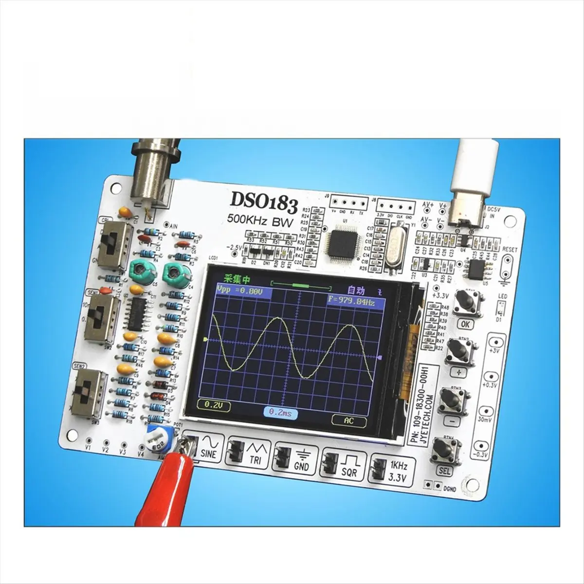 A14M DC 5V DSO183 Digital Oscilloscope DIY Loose Part Teaching Practical Training Electronic Production Kit 0-500KHz