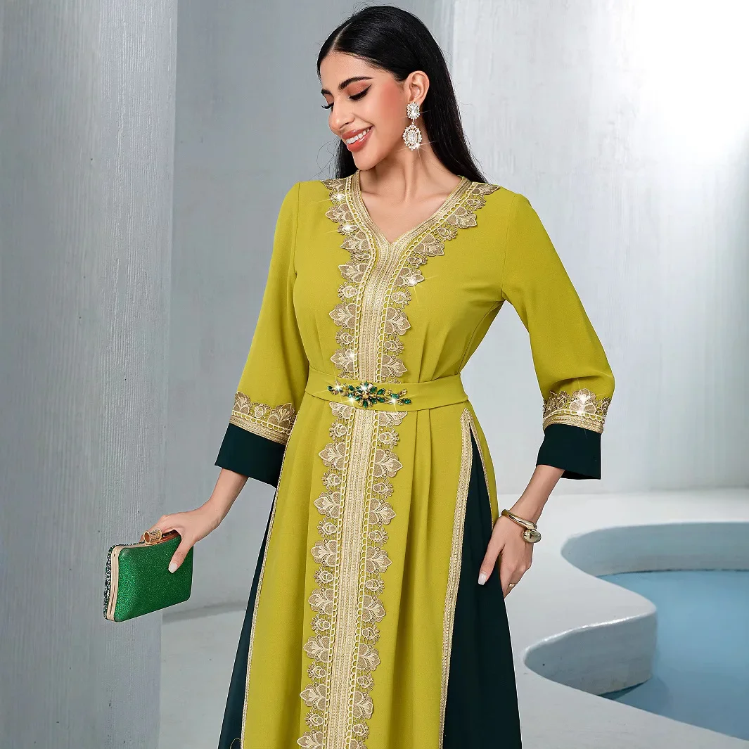 2025 été diamants Abaya dubaï caftan femmes mode musulmane longue Robe maroc Caftan Eid Djellaba Ramadan Islam Jalabiya Robe