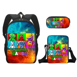 Banban Garden-3D Digital Printing School Bag para crianças, mochila, Pencil Bag, Satchel, presente de aniversário, meninas, meninos, 3 pcs