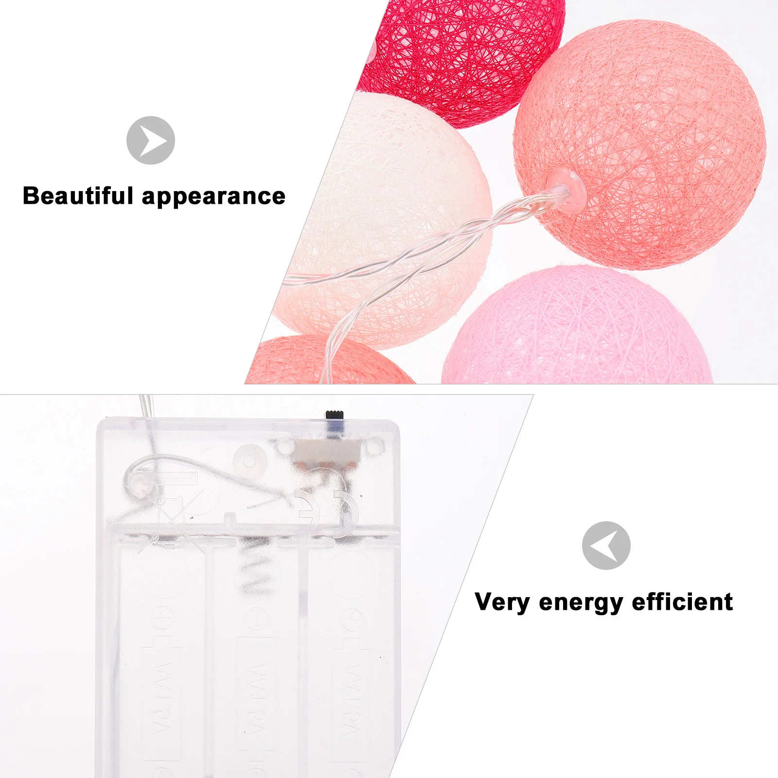 

2Pcs 5M 20 Leds Cotton Ball String Light Christmas Decoration for Home Bar Ktv Patio Garden Wall Window Door Decor