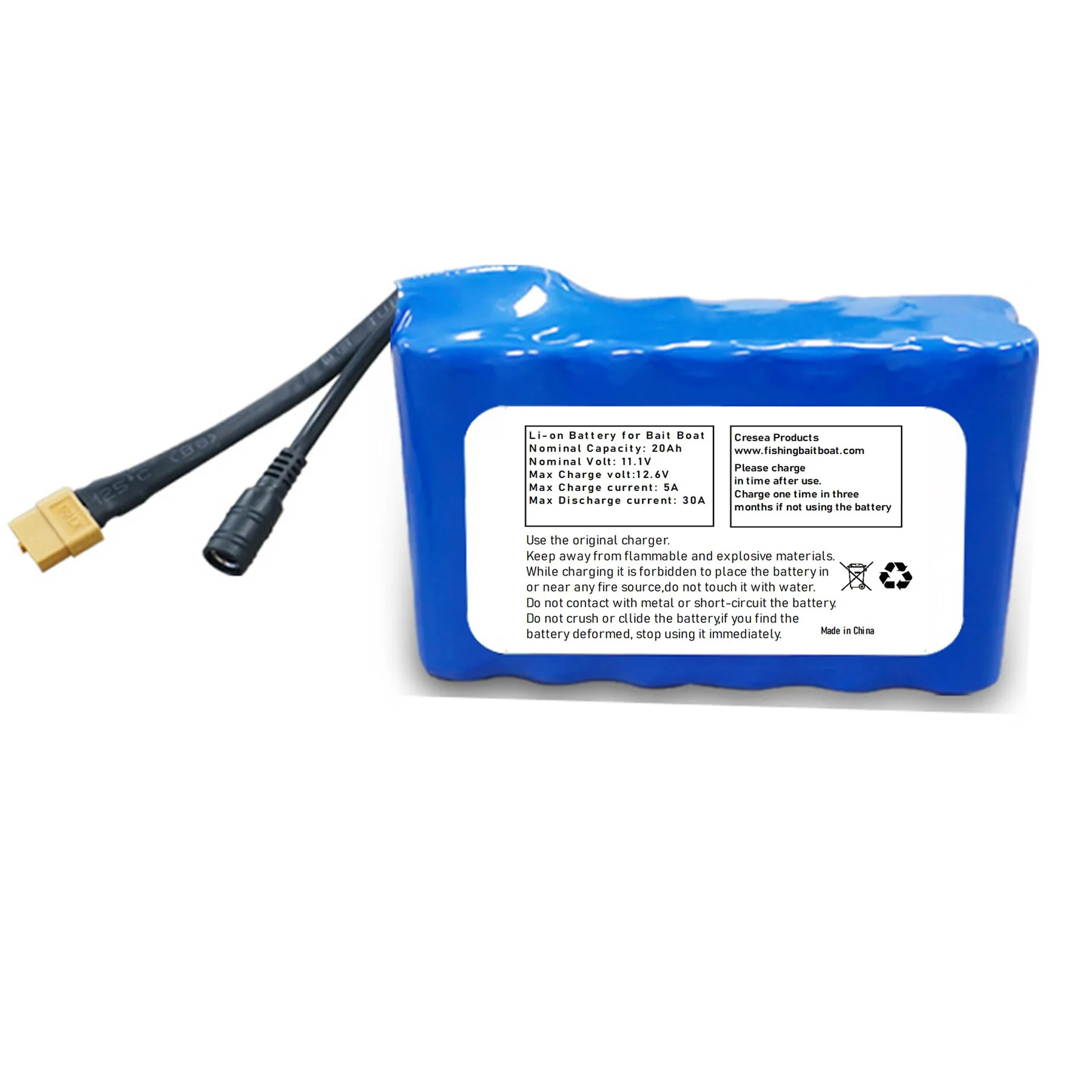 

10000mah 20000mA Rechargeable Lipo Battery Fishing Bait Boat Battery 12V