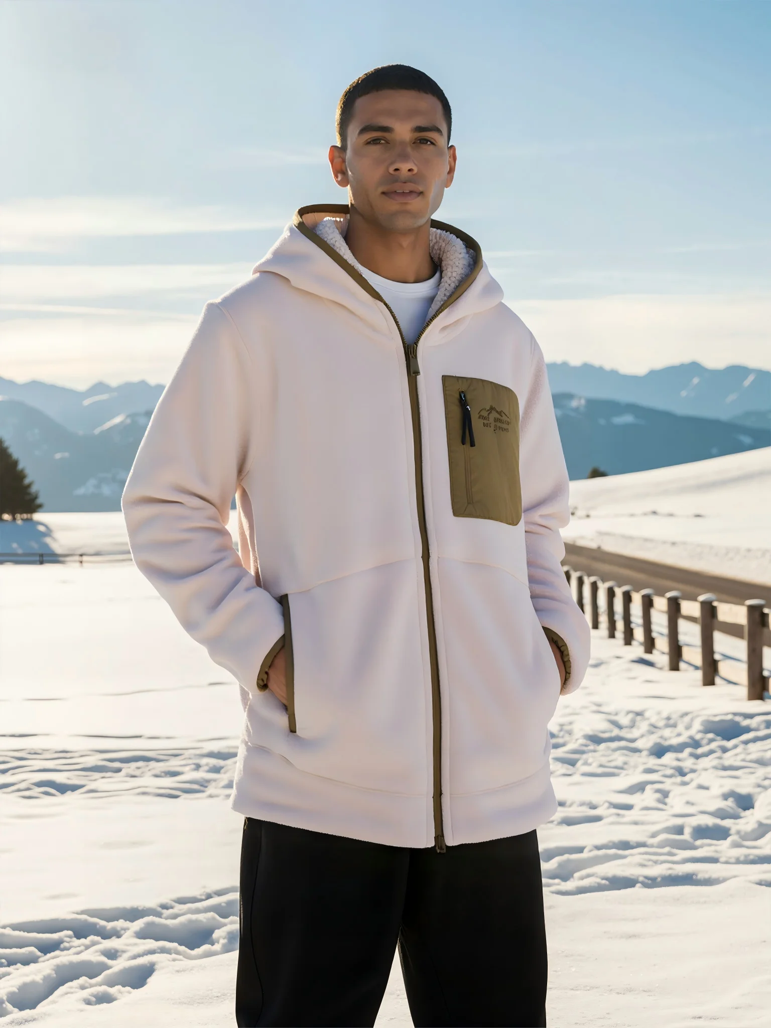 

Для поездок на работу/на открытом воздухе! Мужская осенне-зимняя флисовая куртка — парный стиль, флис с капюшоном, карман, разноцветная, теплая и практичная