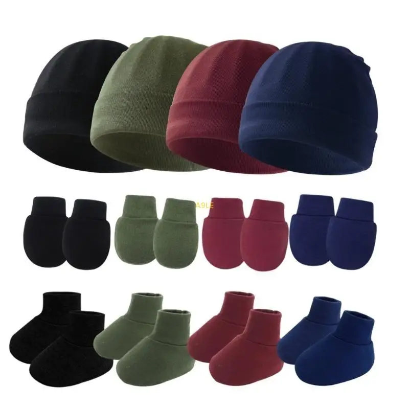 Topi Kapas Nyaman yang Bayi Baru Lahir Dengan Sarung Tangan & Kaus Bernapas Bayi Bernama Set Aksesoris Bayi Baru Lahir Bayi