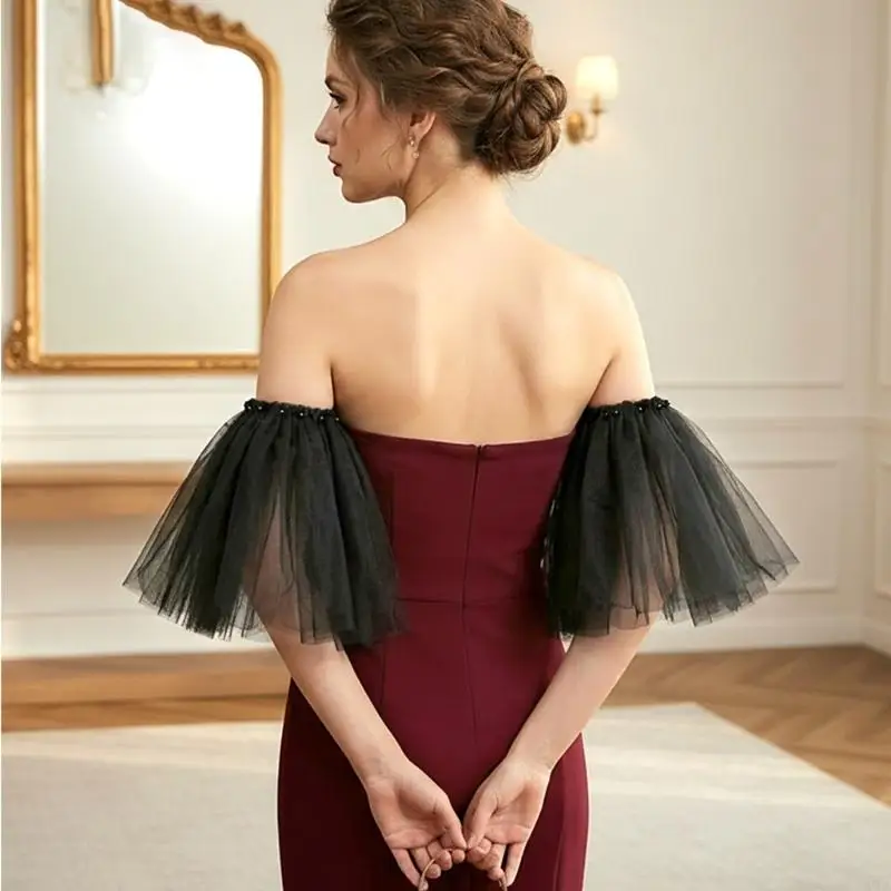 Detachable Bridal Puff Sleeves for Quick Wedding Change Accessories Handmade 6XDA