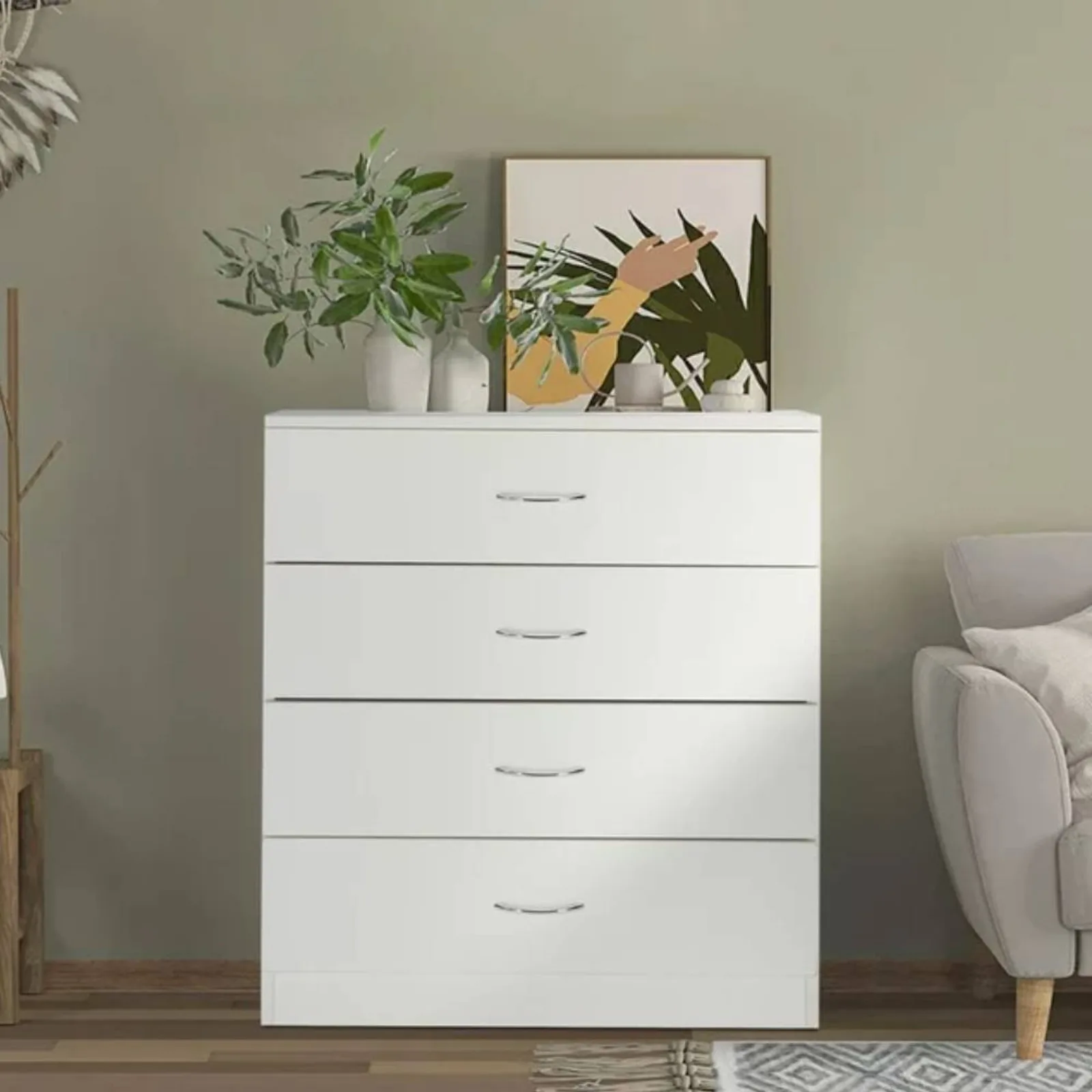 Bedroom Chests of Storage Cabinet with 4 Drawers Dressers Furniture Nightstand United States