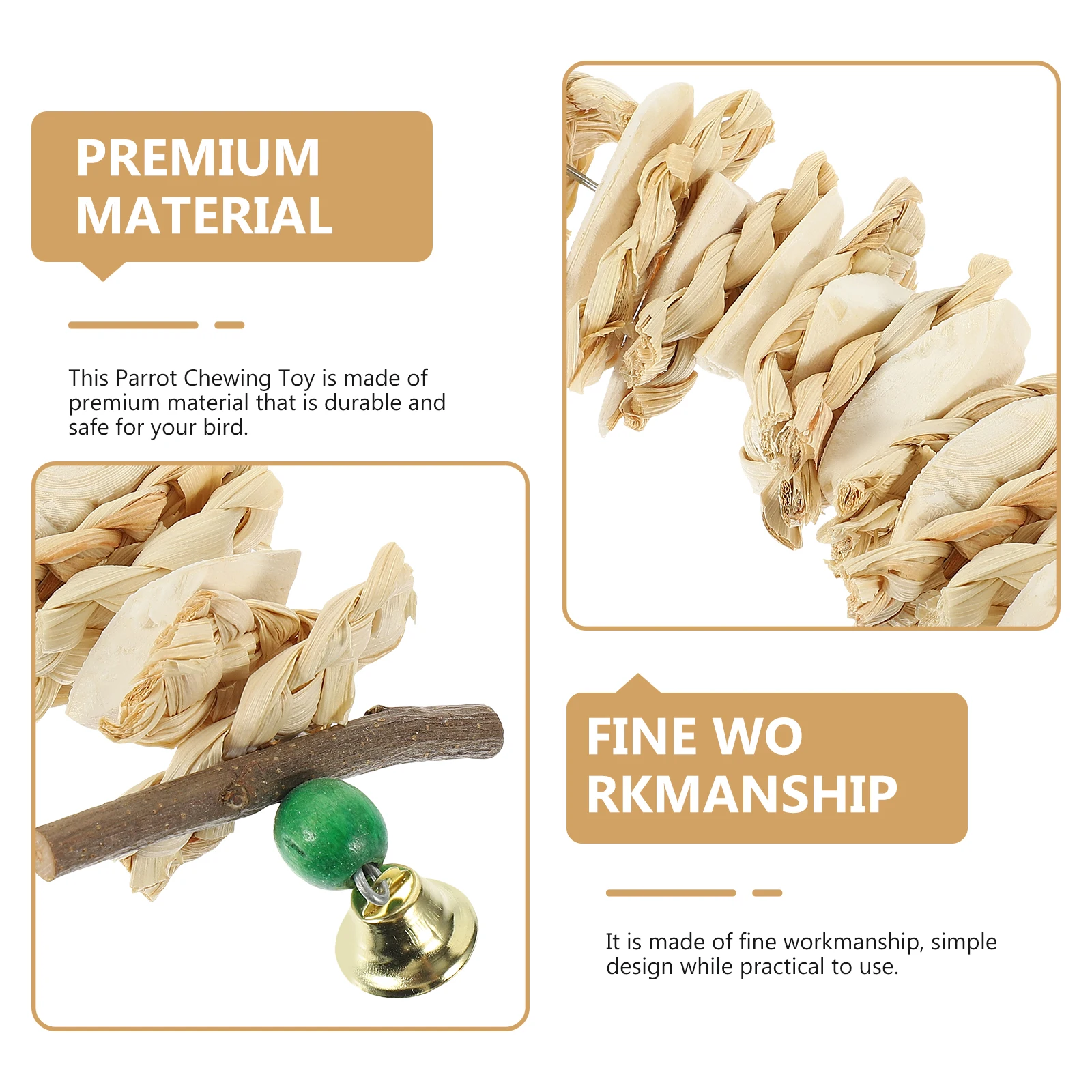 

Cuttlebone Chew Toy for Birds Parrot Biting Tube Hanging Birdcage Shredding Cage Teething Toys Pet Supplies Accessories Bell