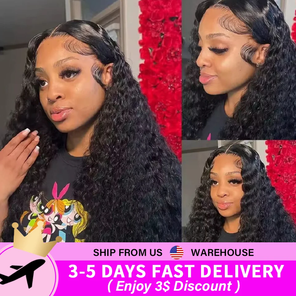

36Inch Deep Wave Lace Front Wigs Human Hair 13x4 Deep Wave Human Hair Wigs Deep Wave 13x4 Guleless Wigs for Women 180% Density