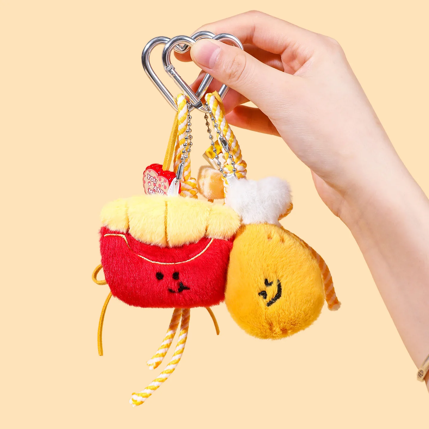 Kawaii Plush Food Keychain Funny Burger French Fries Sandwich Ice Cream Keyring Cute Bag Hanging Pendant Keyrings Friends Gifts