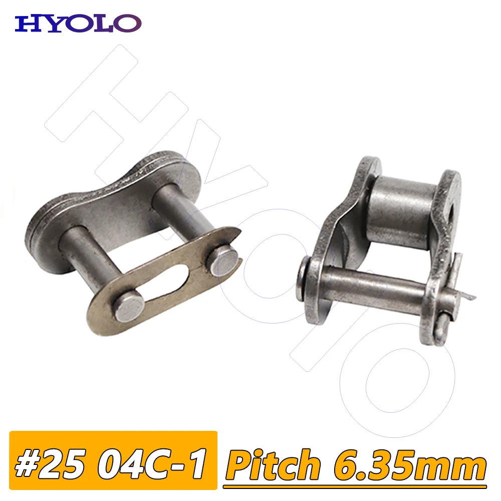 #25 04C-1 Roller Chain Connecting Links Carbon Steel Offset Link Single Strand Full/Half Link Pitch 6.35mm 1/4