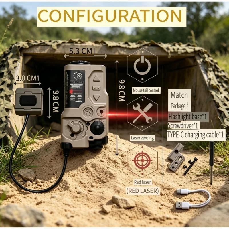 

RAID-X Type Red & Green Light Unit, All-round Tactical Lamp Fits 20mm Rail, Outdoor Sport Toy Accessories