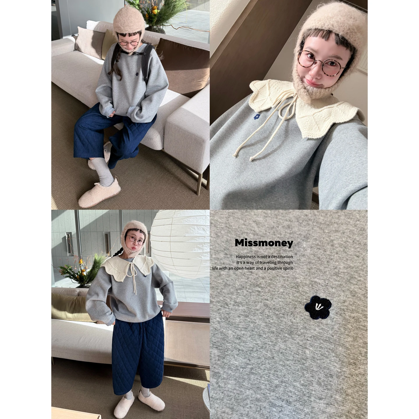 

Корейский утепленный флисовый свитшот с круглым вырезом и вышивкой, свободного кроя, женский, с длинными рукавами, из термохлопка