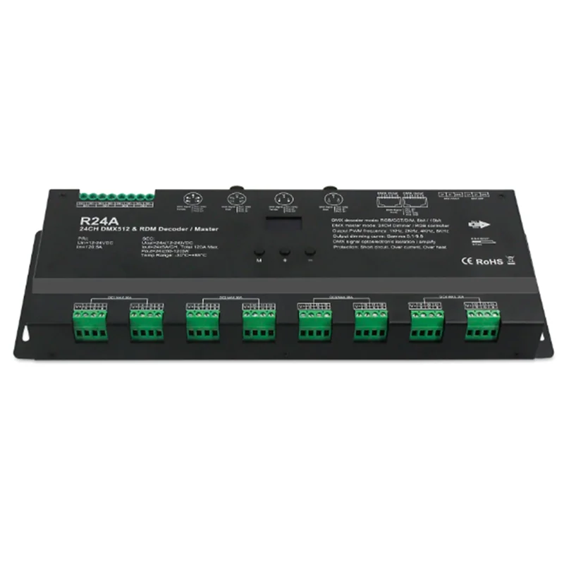 

12V-24V RGB LED Strip 24 CH DMX512&RDM Decoder/Master 5Ax 24CH DMX512 Decoder Controller PWM DMX512/RDM Signal Dimmer-A98U