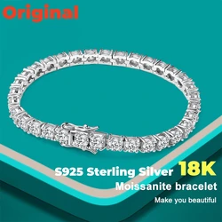 New D VVS1 Moissanite Tennis Bracelet Original S925 Sterling Silver Plated 18k White Gold With GRA Bracelets For Women Man