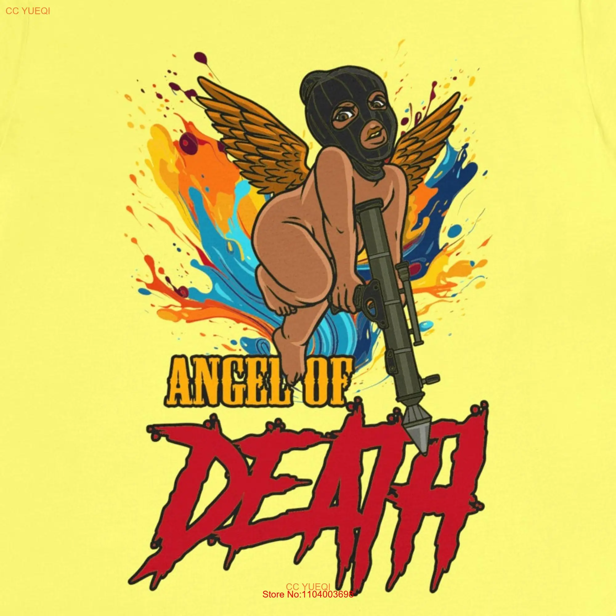 Angel Of Death T Shirt Gangster Baby Holding Bazooka Gun Gangsta Wear New Trending Ghetto Woman Man Clothes