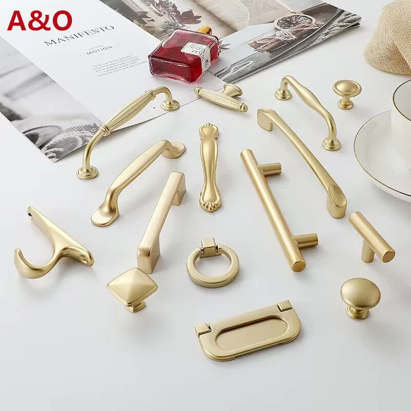 Handles Drawer Cabinet Furniture Kitchen Handles for Cabinet Knob Door Drawer Furniture Kitchen Pearl Golden Simplicity Hardware