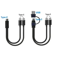 20cm Short USB-C to Type C / Micro Splitter Cable Charging 2 in 1 Power BanK USB Cable For Dual Two Devices Charger Cord 5V 2A