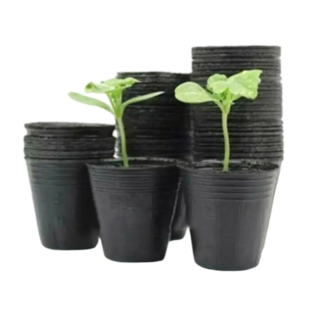 100 Piece Set of Garden Plastic Pots for Landscaping Projects and Temporary Plant Holding Before Final Installation