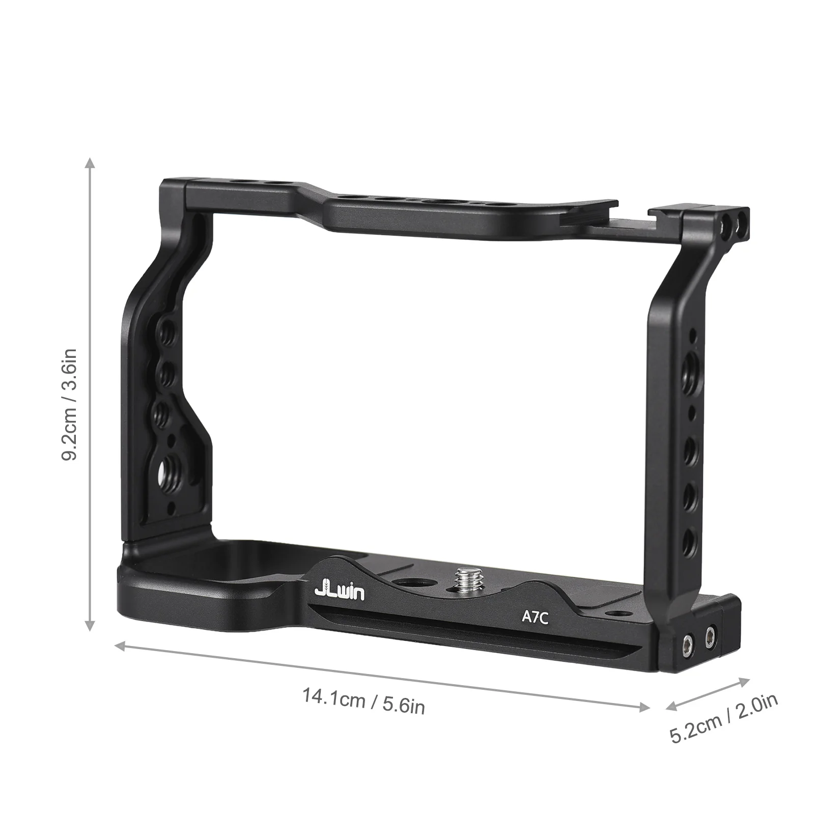 Protective Camera Cage for Sony Alpha 7C Aluminum Alloy with Quick Release Plate Cold Shoe Mount 1/4in And 3/8in Threaded Holes