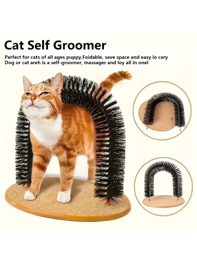 Katzen-Selbstpflege-Ersatzbürste, gewölbter Kamm mit abnehmbarem Massagegerät zur Fellentfernung, Katzenpflege-Geschenk für Haustiere